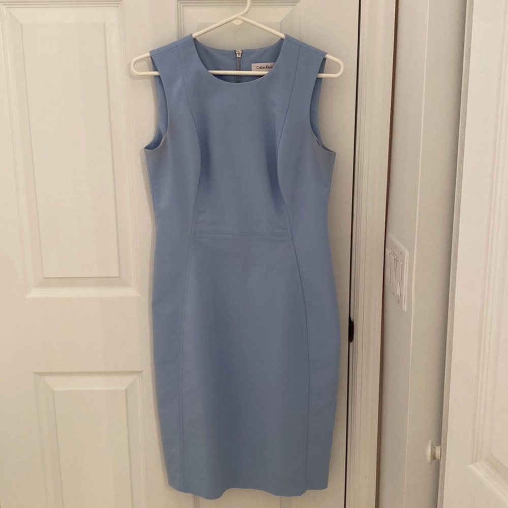 Calvin Klein Baby Blue Sleeveless Sheath Dress